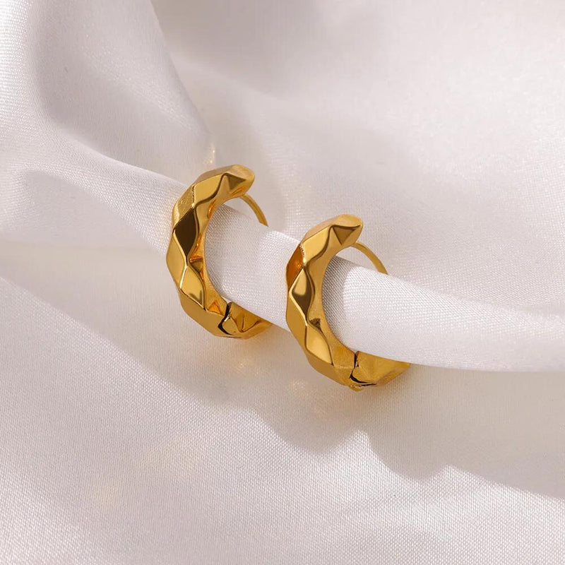 round gold stainless steel earrings, view 6 - MRSLM