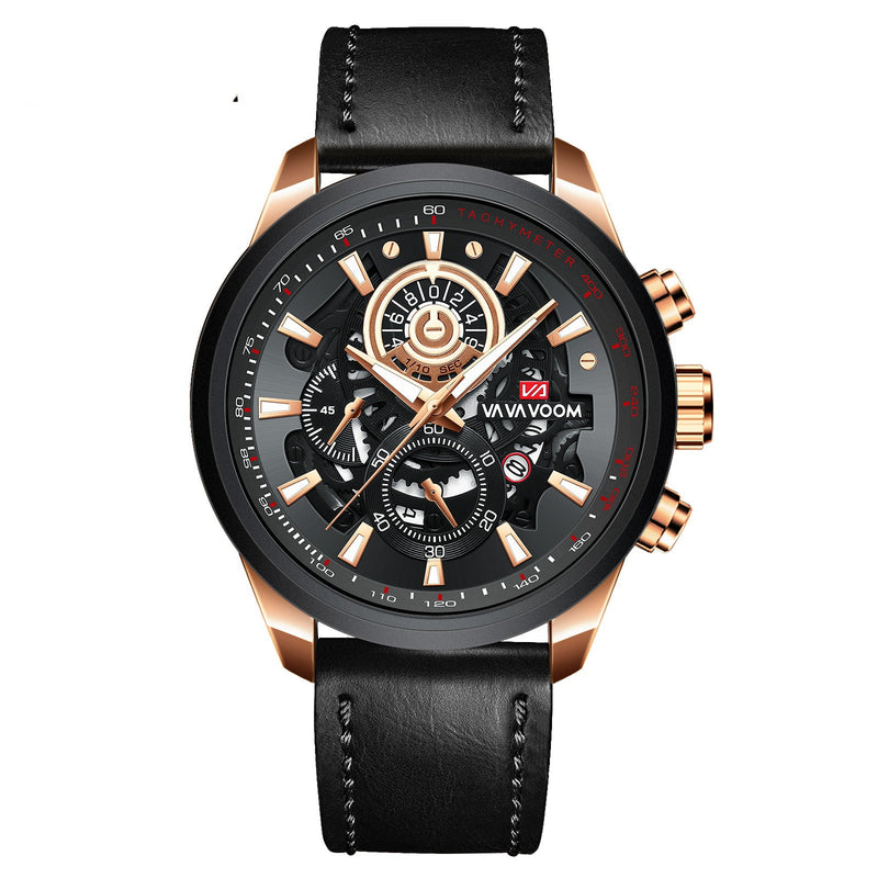men's black gold quartz watch, view 7 - MRSLM
