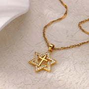 cubic zirconia star pendant necklace, view 5 - MRSLM