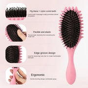 boar bristle curl defining detangling hair brush, view 8 - MRSLM