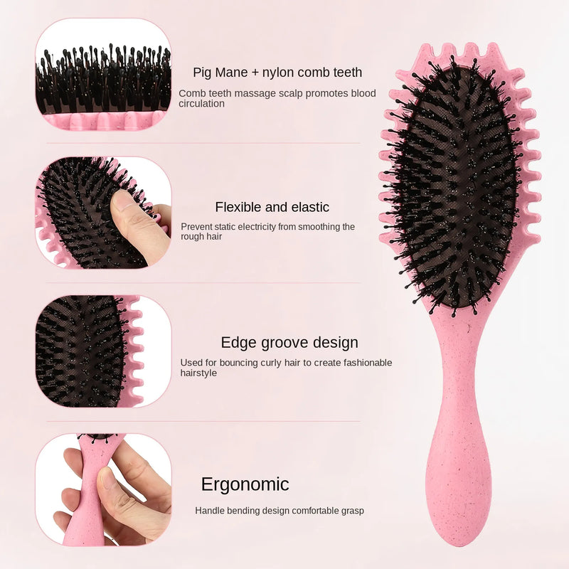 boar bristle curl defining detangling hair brush, view 8 - MRSLM