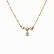 S925 silver 14K gold-plated blue drop necklace, view 3 - MRSLM