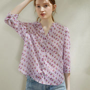 ramie floral blouse, view 3 - MRSLM