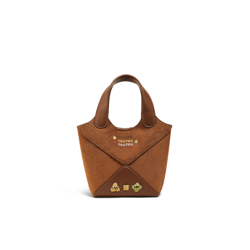 bucket bag with embroidered cheese design, view 2 - MRSLM