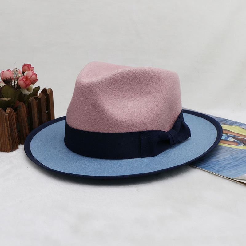dual-color felt fedora hat, view 6 - MRSLM