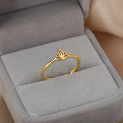 Stainless steel lotus flower ring, view 6 - MRSLM