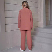 women's lapel cardigan casual suit set, view 3 - MRSLM