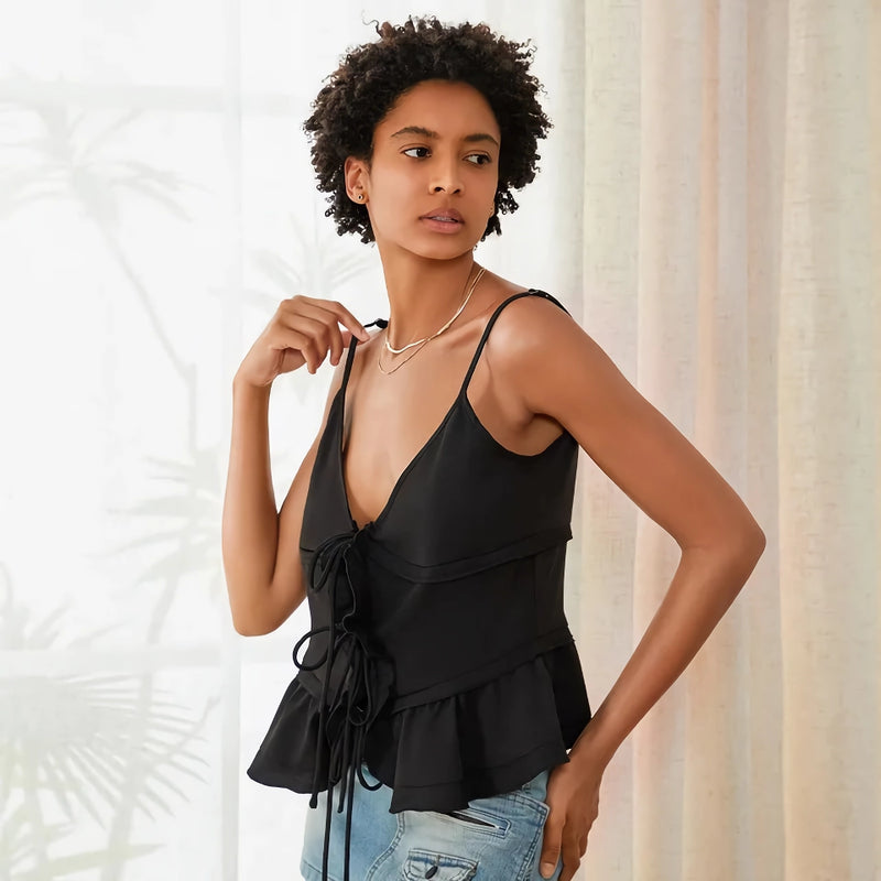 v-neck tie-up camisole, view 6 - MRSLM
