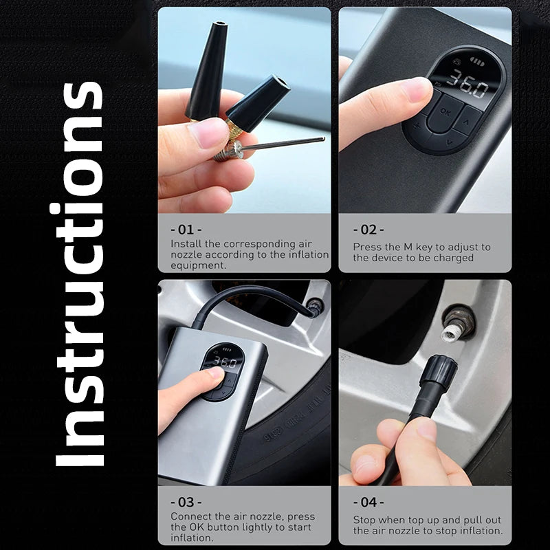 portable smart digital tire inflator, view 6 - MRSLM