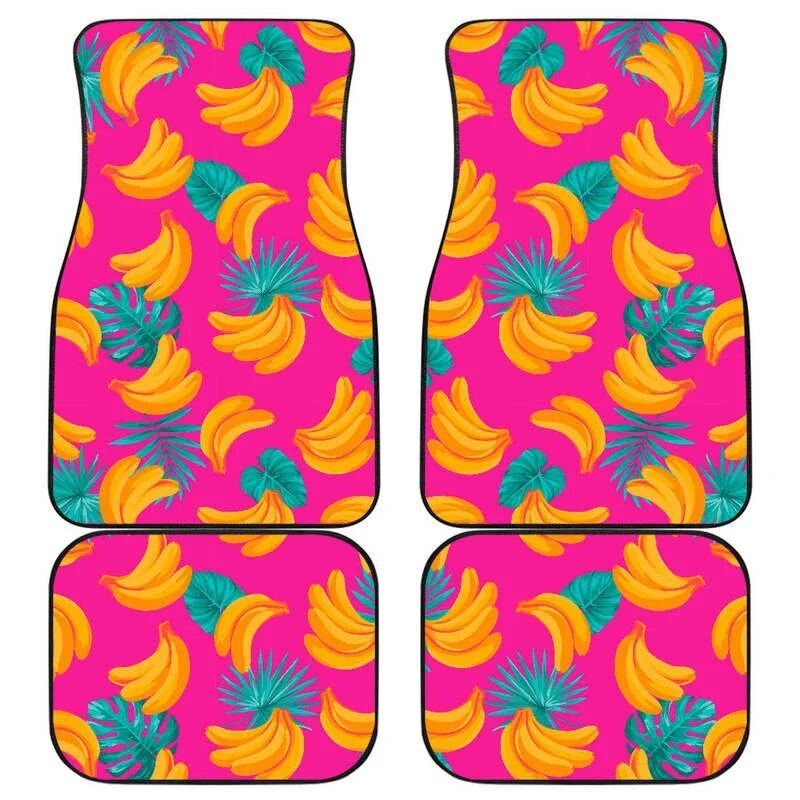 Tropical Pink Banana Print Car Floor Mats