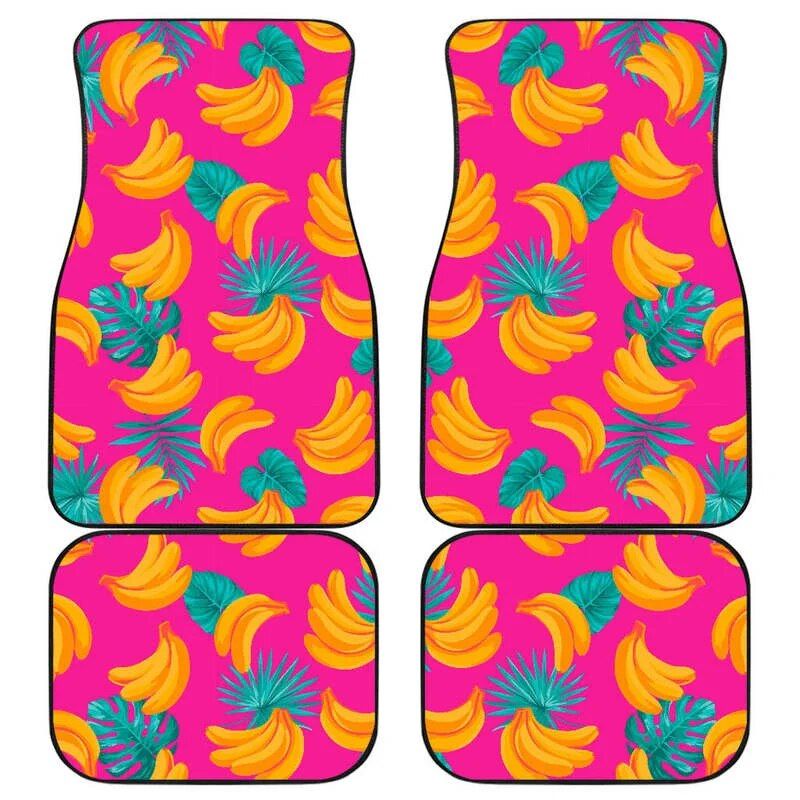 Tropical pink banana print car floor mats, view 2 - MRSLM
