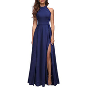 halter slit evening dress, view 7 - MRSLM
