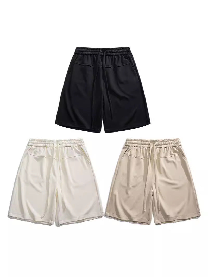 men's drawstring loose straight shorts, view 4 - MRSLM