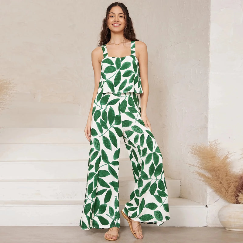 paisley wide leg jumpsuit set - MRSLM