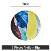 colorful cloud ceramic dinnerware set with gold inlay, view 5 - MRSLM