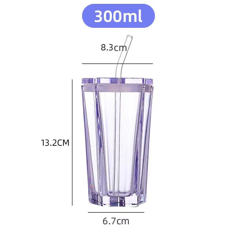 starlight gradient glass mug with straw and lid, view 3 - MRSLM