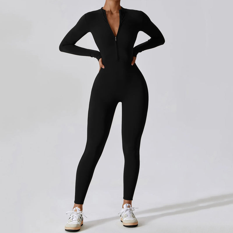 women's long sleeve yoga jumpsuit, view 22 - MRSLM