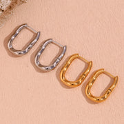u-shaped gold plated hoop earrings, view 9 - MRSLM