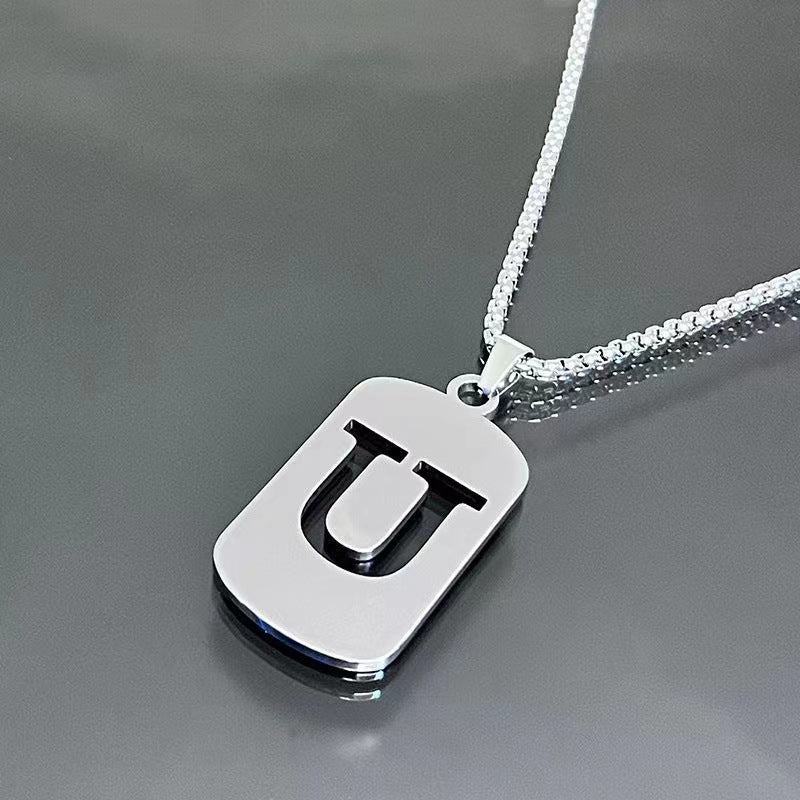titanium steel letter necklace, view 29 - MRSLM