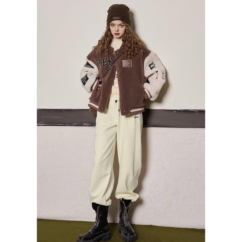 high waist fleece sports pants, view 9 - MRSLM