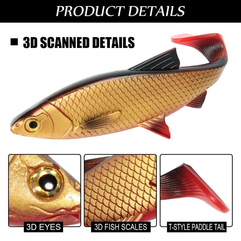 3D river roach paddle tail fishing lure, view 10 - MRSLM