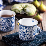 european blue and white ceramic mug, view 9 - MRSLM
