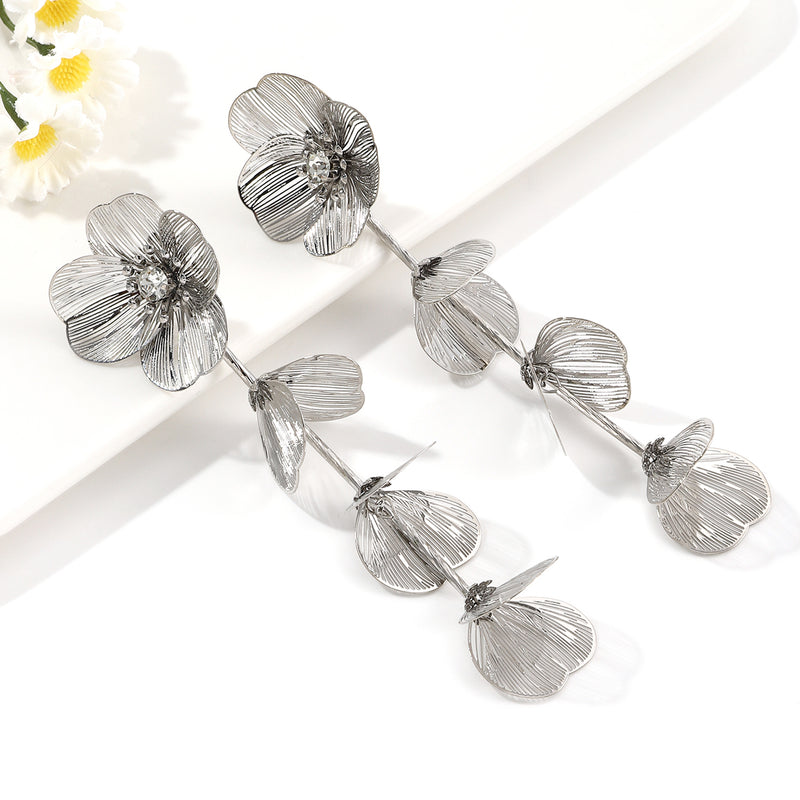 Rhinestone flower tassel earrings, view 12 - MRSLM