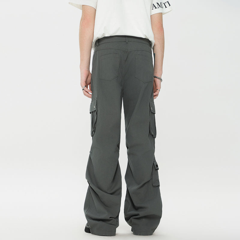 Water Paste Printing Design Sense American Fashion Brand Straight White Overalls Men