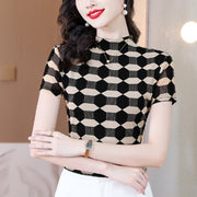 women's geometric mesh slim fit top - MRSLM