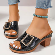 Crocodile-textured buckle sandals - MRSLM