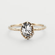 black hair crystal silver ring, view 4 - MRSLM