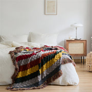 Elegant wool blend blanket with tassel edges, view 6 - MRSLM