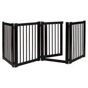 espresso hardwood freestanding pet gate with walk-through door, view 4 - MRSLM