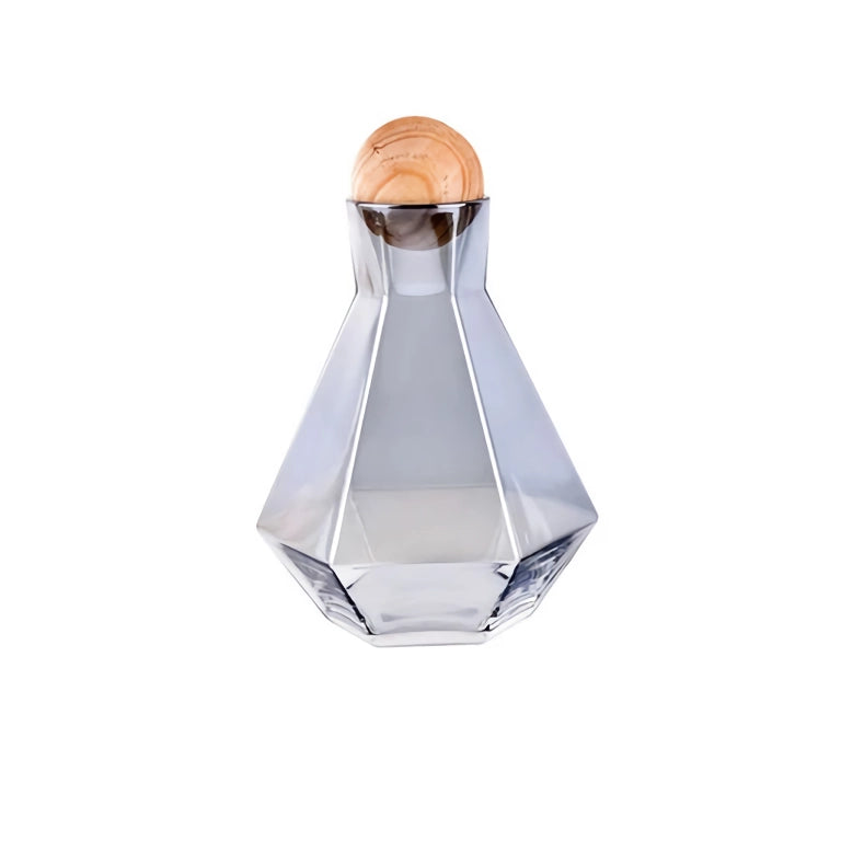 Glass carafe set with wood lid, view 6 - MRSLM