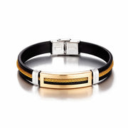 Men's steel and silicone bracelet with gold chain, view 2 - MRSLM