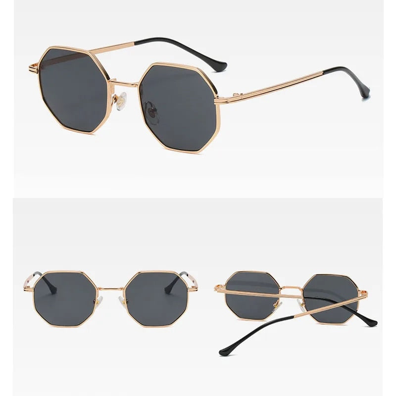 polygonal metal sunglasses for women, view 9 - MRSLM
