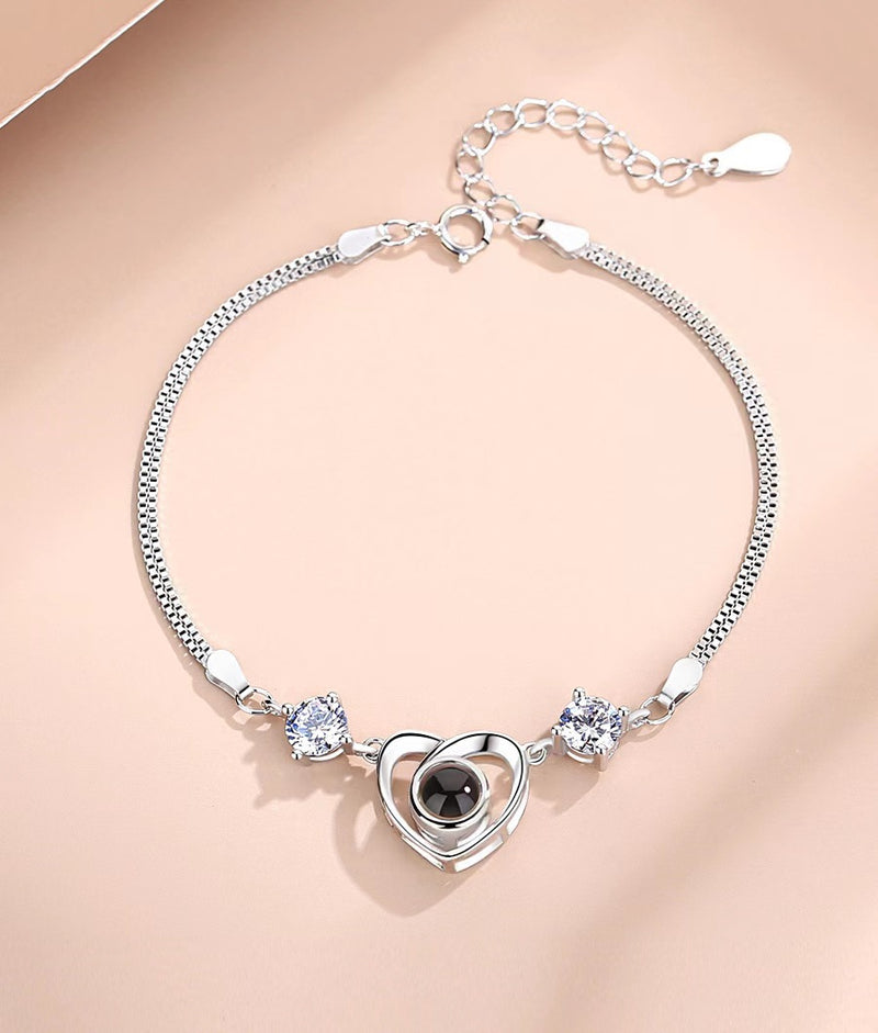 s925 silver heart projection bracelet, view 7 - MRSLM