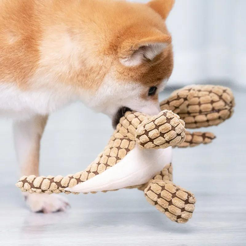 bite-resistant plush squeaky dog toy, view 4 - MRSLM