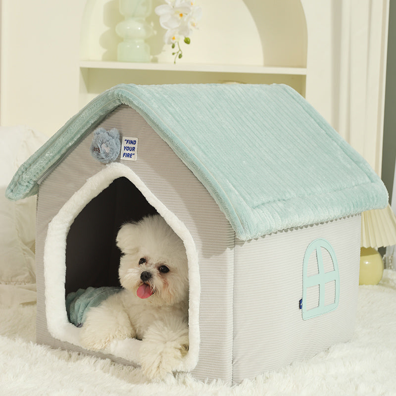 foldable pet house with sleep mat, view 5 - MRSLM