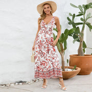 floral paisley V-neck dress, view 6 - MRSLM