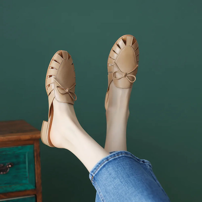summer leather mules with low square heel, view 5 - MRSLM