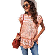 women's all-match round neck loose printed top, view 7 - MRSLM