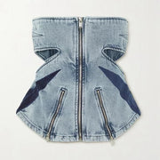 summer chic denim tank top, view 2 - MRSLM