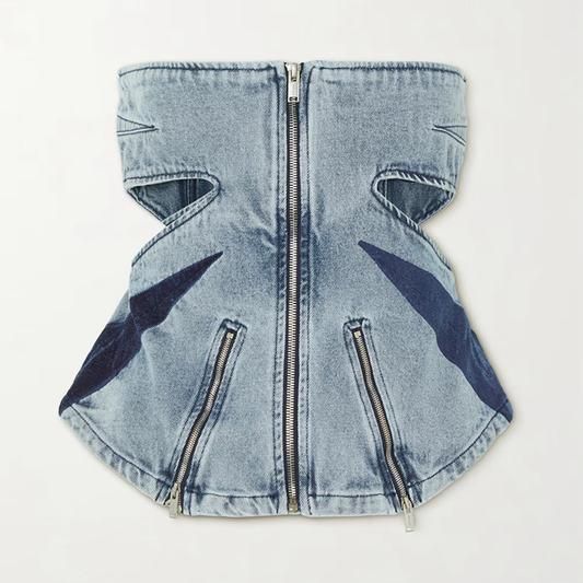 summer chic denim tank top, view 2 - MRSLM