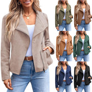 women's short suede motorcycle jacket, view 4 - MRSLM