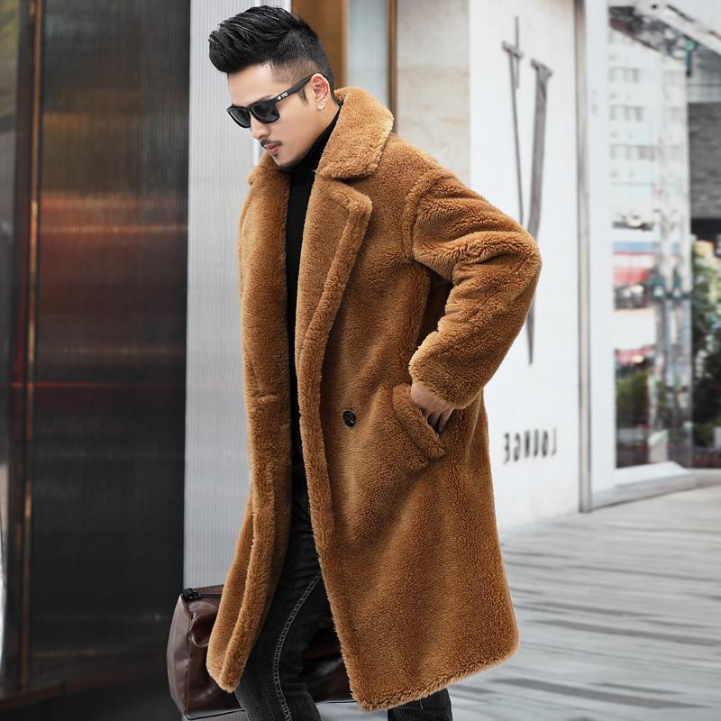 Men's long faux fur coat, view 3 - MRSLM