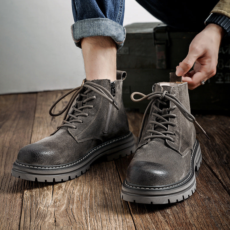 men's vintage leather ankle boots, view 4 - MRSLM