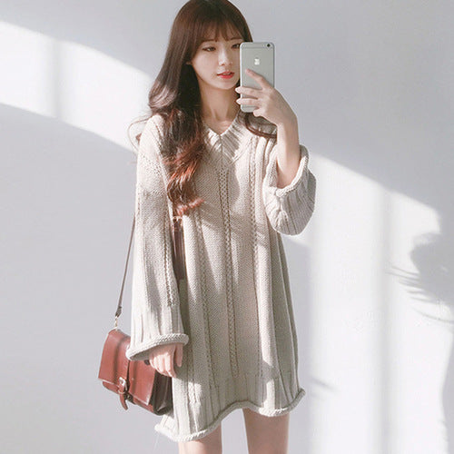 women's knit sweater dress, view 3 - MRSLM