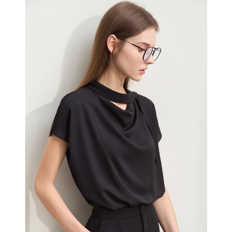 Solid chiffon blouse, view 3 - MRSLM