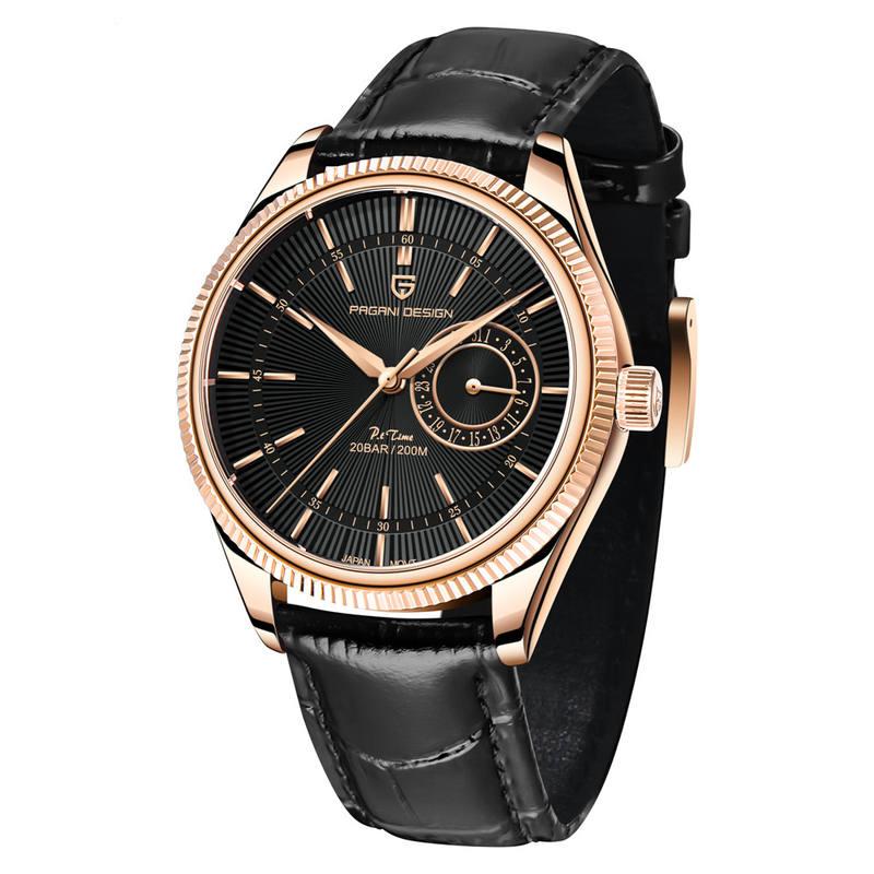 men's quartz watch with leather band, view 4 - MRSLM